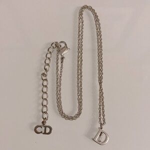 Dior Silver Letter D Pendant Necklace